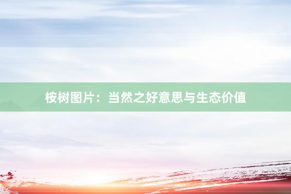 桉树图片：当然之好意思与生态价值